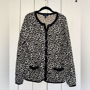 Land’s End Supima Cotton Animal‎ Cheetah Leopard Cardigan Pockets